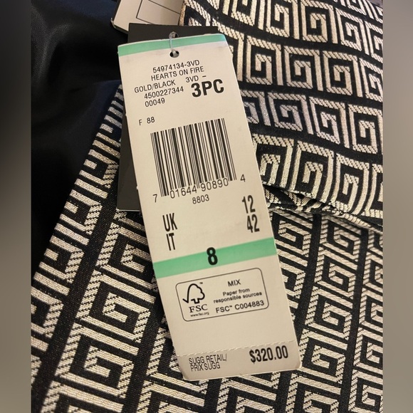 Kasper Hearts on Fire 3PC Lined Pant Suit. Blazer, Top & Pants Gold/Black NWT - Picture 13 of 14